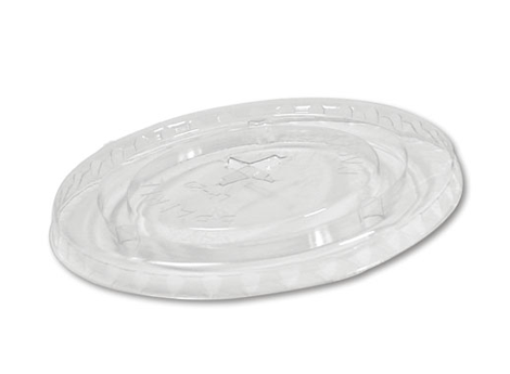 Clear Flat Lid with Straw Slot for 12-24oz PET Cups